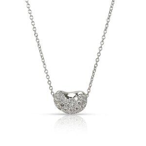 Tiffany & Co. Diamond Bean Necklace Elsa Peretti11mm Pendant in Platinum on a 16
